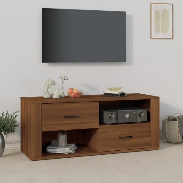 Gossi comoda tv, stejar maro, 100x35x40 cm, lemn prelucrat
