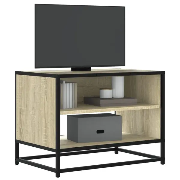 Gossi comoda tv, stejar sonoma, 61x40x46 cm, lemn prelucrat si metal