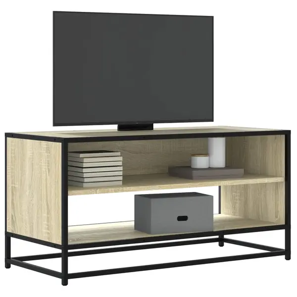 Gossi comoda tv, stejar sonoma, 91x40x46 cm, lemn prelucrat si metal