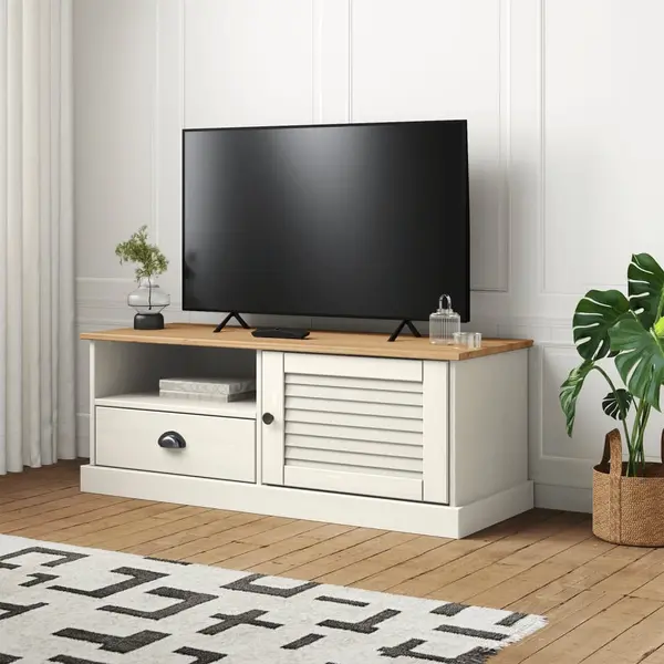 Gossi comoda tv vigo, alb, 106x40x40 cm, lemn masiv de pin