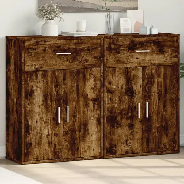 Gossi comode, 2 buc., stejar fumuriu, 60x30x84 cm, lemn compozit