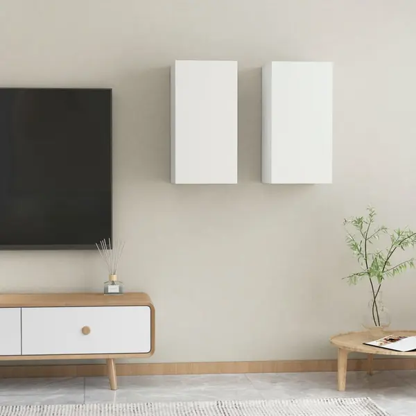 Gossi comode tv, 2 buc., alb, 30,5x30x60 cm, lemn prelucrat