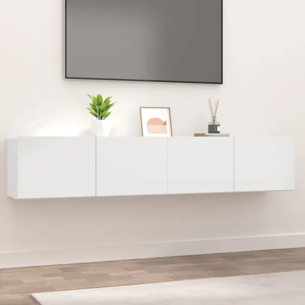 Gossi comode tv, 2 buc., alb, 80x30x30 cm, lemn prelucrat