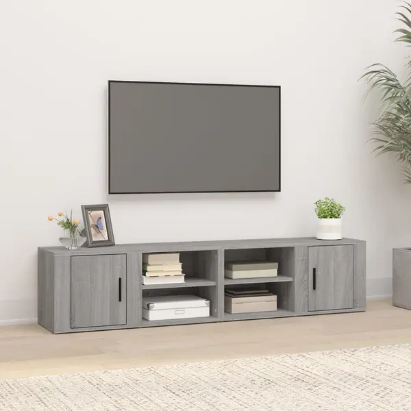 Gossi comode tv, 2 buc., gri sonoma, 80x31,5x36 cm, lemn prelucrat