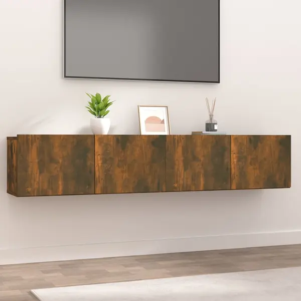 Gossi comode tv, 2 buc., stejar afumat, 80x30x30 cm lemn prelucrat
