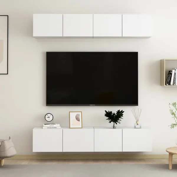 Gossi comode tv, 4 buc., alb, 80x30x30 cm, lemn compozit