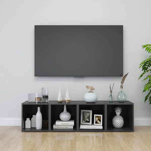 Gossi comode tv, 4 buc., gri extralucios, 37x35x37 cm, pal