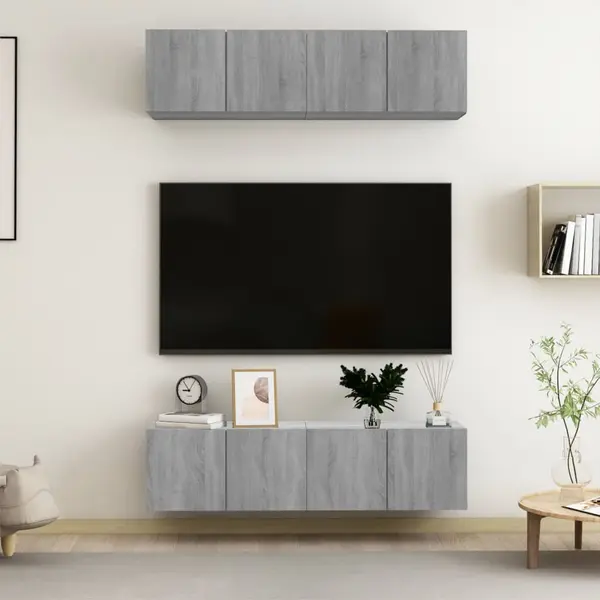 Gossi comode tv, 4 buc., gri sonoma, 60x30x30 cm, lemn prelucrat