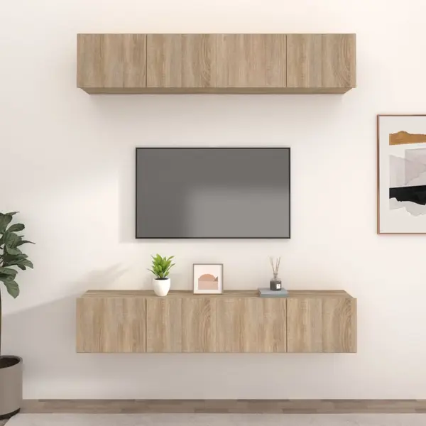 Gossi comode tv, 4 buc., stejar sonoma, 80x30x30 cm, lemn prelucrat