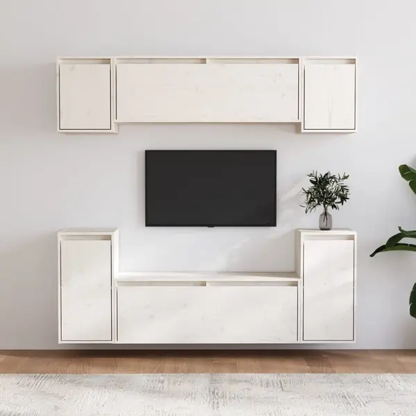 Gossi comode tv, 6 buc., alb, lemn masiv de pin