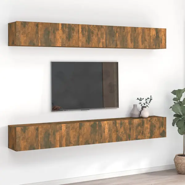 Gossi comode tv, 8 buc., stejar fumuriu, 60x30x30 cm, lemn prelucrat