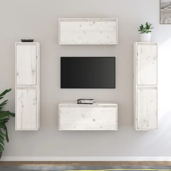 Gossi comode tv, alb,6 buc., lemn masiv de pin