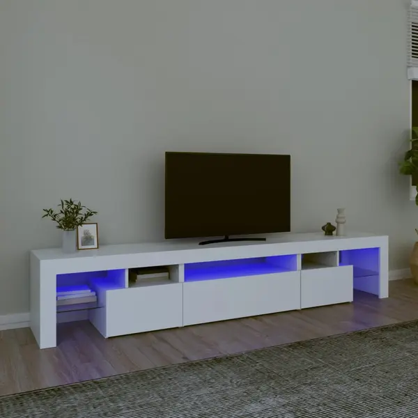 Gossi comode tv cu lumini led, alb，215x36,5x40