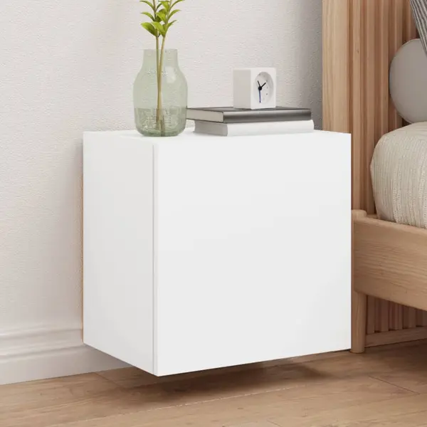 Gossi comode tv de perete, 2 buc., alb, 40,5x30x40 cm, lemn prelucrat