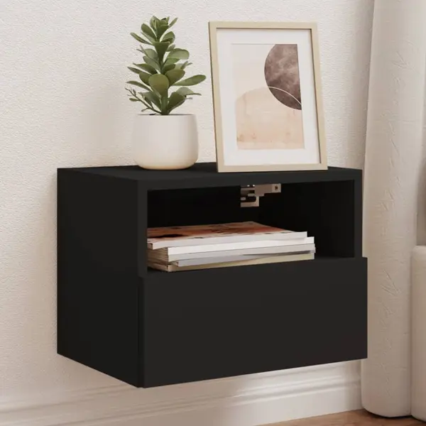 Gossi comode tv de perete, 2 buc., negru, 40x30x30 cm, lemn prelucrat