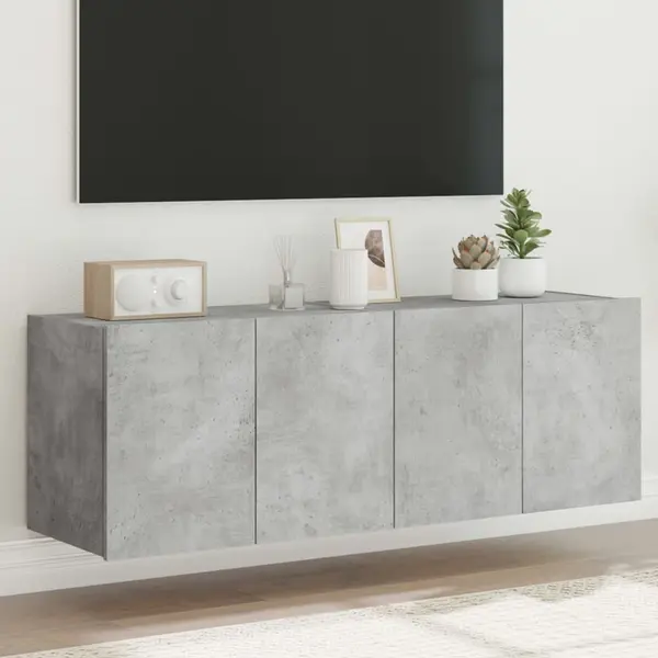 Gossi comode tv de perete cu lumini led 2 buc. gri beton 60x35x41 cm