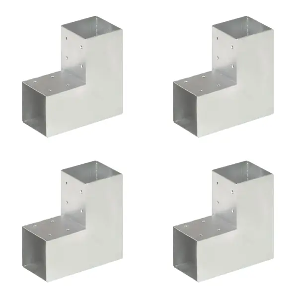Gossi conectori de grinda, forma l, 4 buc, 91x91 mm, metal galvanizat