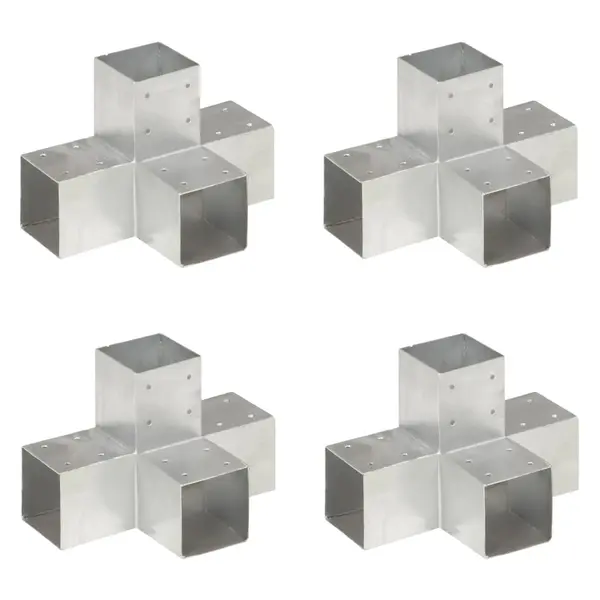 Gossi conectori de grinda, forma x, 4 buc, 91x91 mm, metal galvanizat