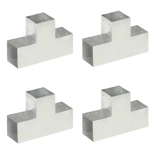Gossi conectori grinda, forma t, 4 buc, 101x101 mm, metal galvanizat