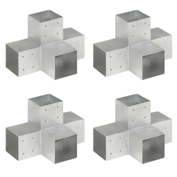 Gossi conectori grinda, forma x, 4 buc, 101x101 mm, metal galvanizat