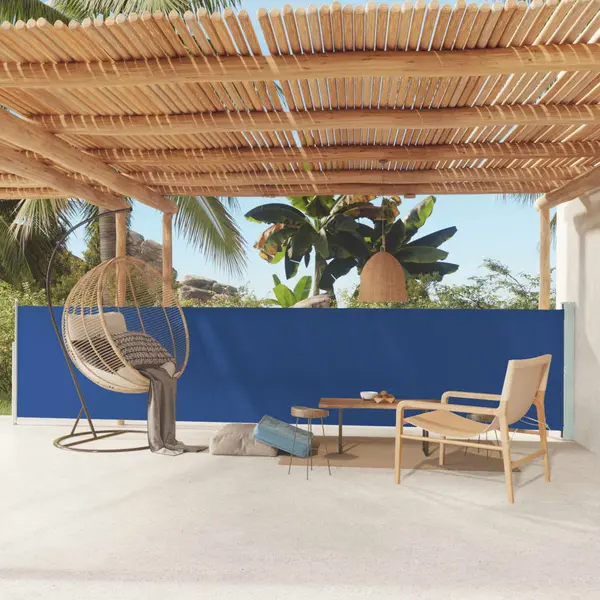 Gossi copertina laterala retractabila de terasa, albastru, 117x600 cm