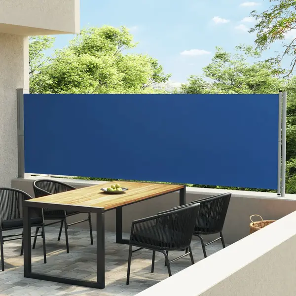 Gossi copertina laterala retractabila de terasa, albastru, 140x600 cm
