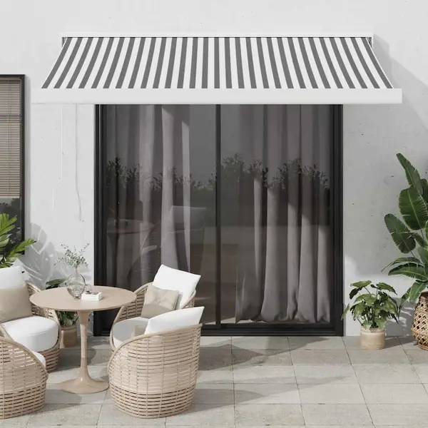 Gossi copertina retractabila antracit/alb, 3,5x2,5 m, textil/aluminiu