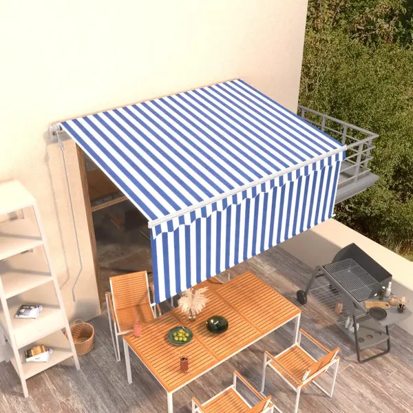 Gossi copertina retractabila automat cu stor, albastru&alb, 3,5x2,5 m
