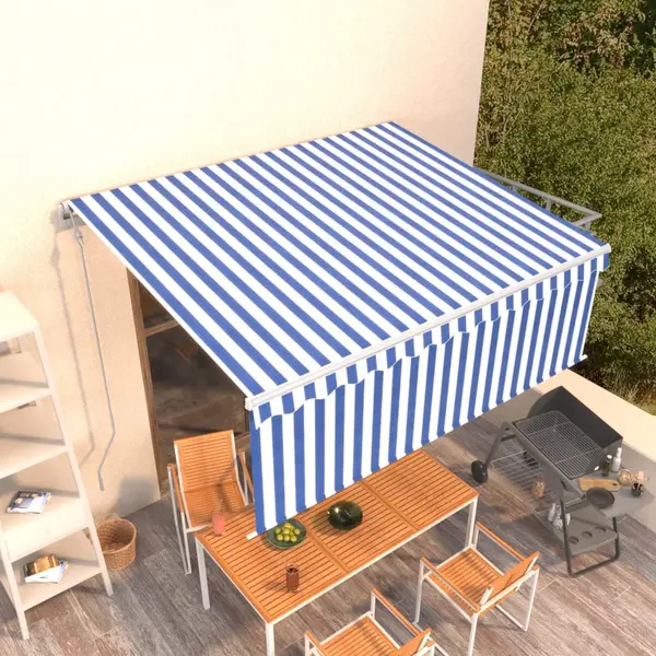 Gossi copertina retractabila automat cu stor, albastru&alb, 4,5x3 m