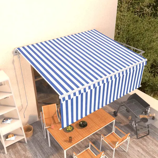 Gossi copertina retractabila automat cu stor, albastru & alb, 4x3 m