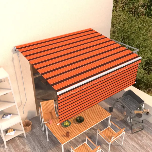 Gossi copertina retractabila automat cu stor, portocaliu&maro, 4x3 m