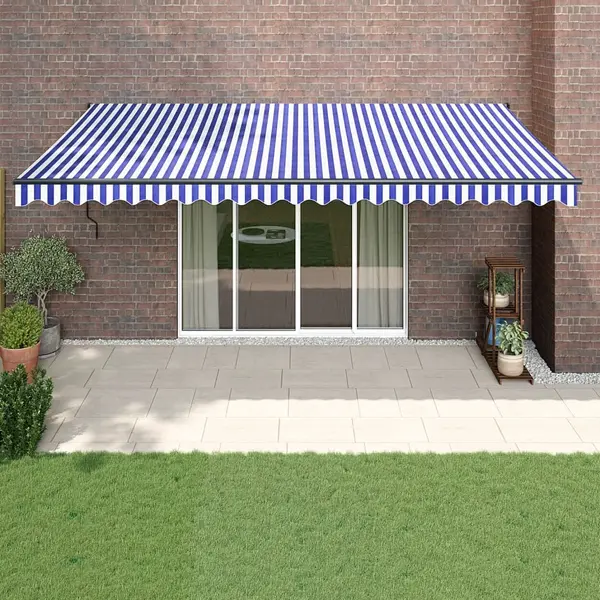 Gossi copertina retractabila automata, albastru si alb, 5x3 m