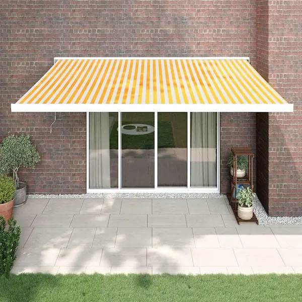 Gossi copertina retractabila, galben/alb, 4x3 m, textil/aluminiu