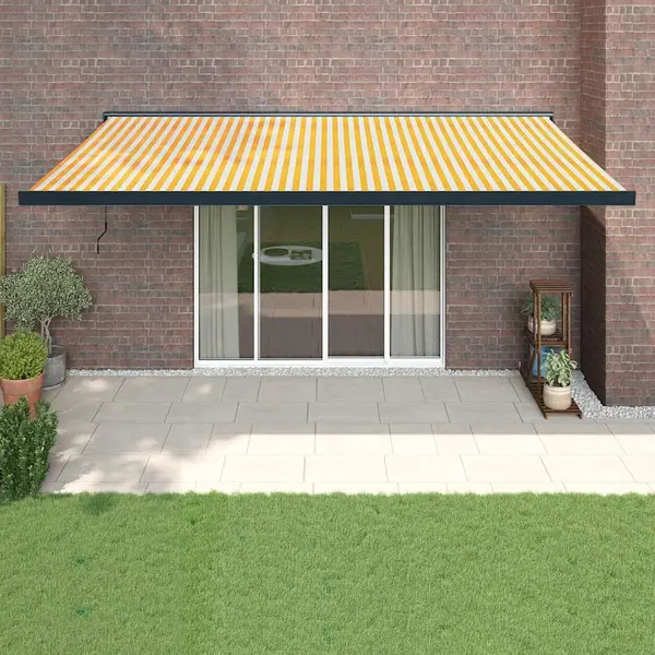 Gossi copertina retractabila, galben/alb, 5x3 m, textil/aluminiu