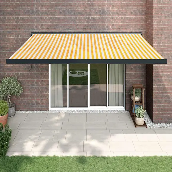 Gossi copertina retractabila galben si alb, 4x3 m, textil si aluminiu