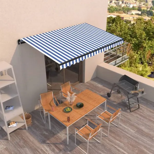 Gossi copertina retractabila manual, albastru si alb, 400x350 cm