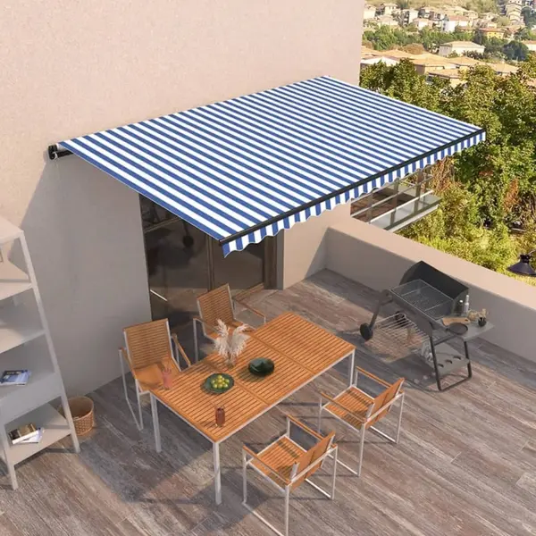 Gossi copertina retractabila manual, albastru si alb, 500x350 cm