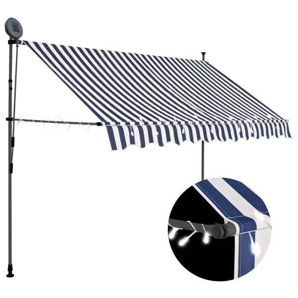 Gossi copertina retractabila manual cu led, albastru & alb, 300 cm