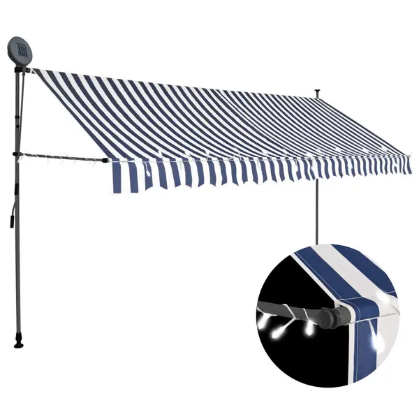Gossi copertina retractabila manual cu led, albastru & alb, 400 cm