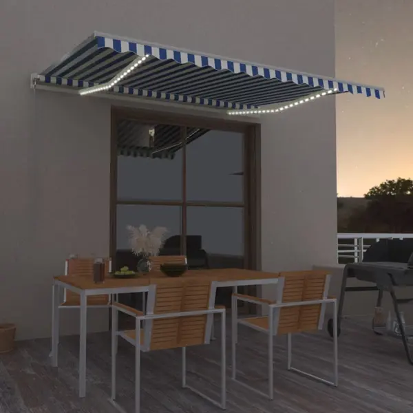 Gossi copertina retractabila manual cu led, albastru/alb, 400x350 cm