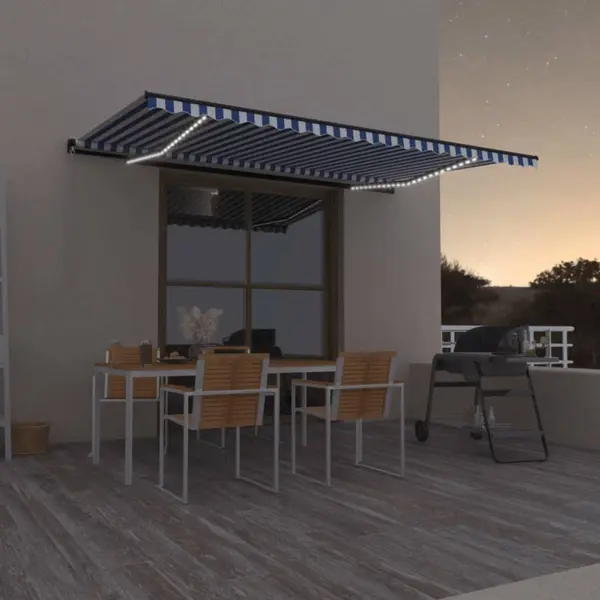 Gossi copertina retractabila manual cu led, albastru/alb, 500x350 cm