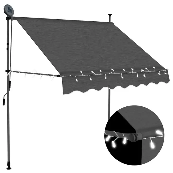 Gossi copertina retractabila manual cu led, antracit, 100 cm