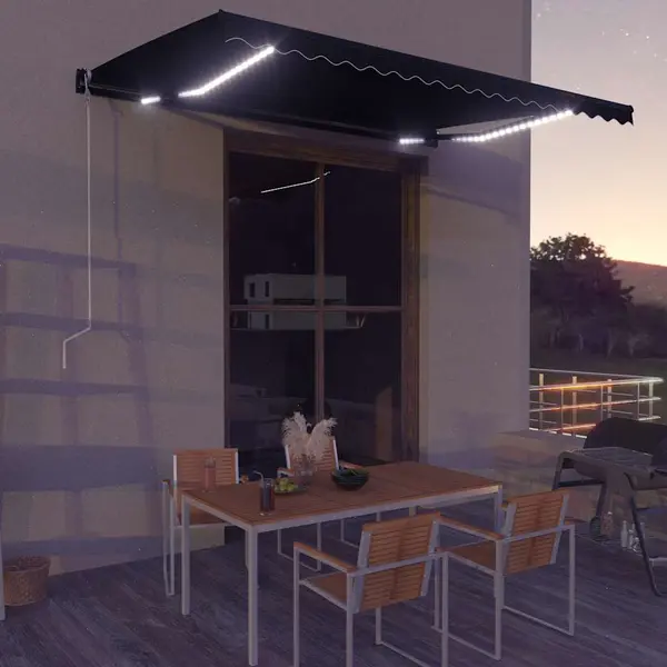 Gossi copertina retractabila manual cu led, antracit, 450 x 300 cm