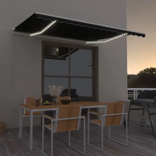 Gossi copertina retractabila manual cu led, antracit, 450x300 cm