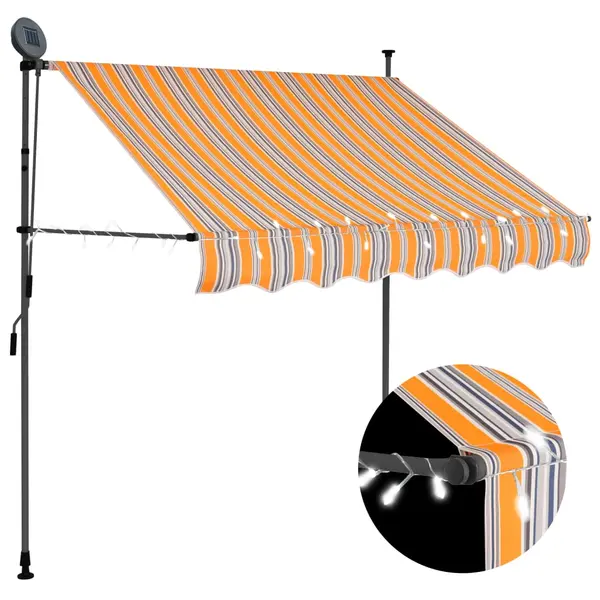 Gossi copertina retractabila manual cu led, galben & albastru, 150 cm