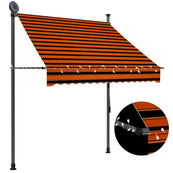 Gossi copertina retractabila manual cu led, portocaliu & maro, 150 cm