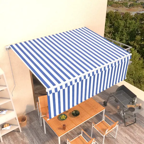 Gossi copertina retractabila manual cu stor, albastru&alb, 4,5x3 m