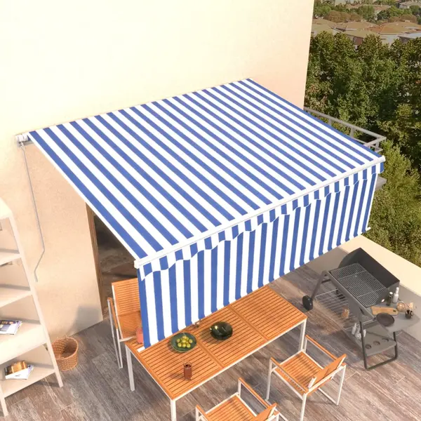 Gossi copertina retractabila manual cu stor, albastru&alb, 4x3 m