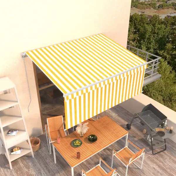 Gossi copertina retractabila manual cu stor, galben&alb, 3,5x2,5 m
