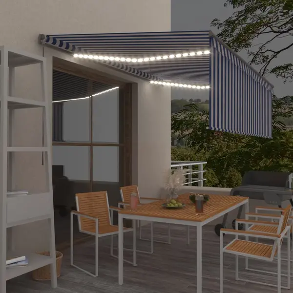 Gossi copertina retractabila manual cu stor&led, albastru&alb, 4x3 m